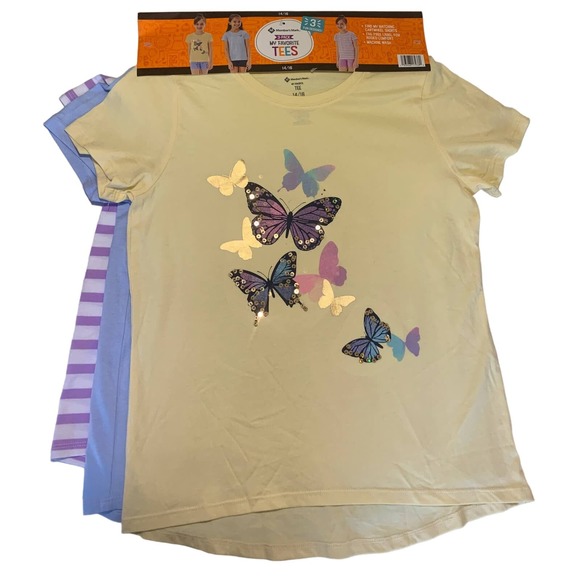 members mark Other - Members Mark Girls 3 Pack Yellow Blue Striped T Shirts 14/16
